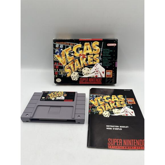 VEGAS STAKES, Super Nintendo SNES Complete CIB, Tested & Authentic - Picture 2 of 14